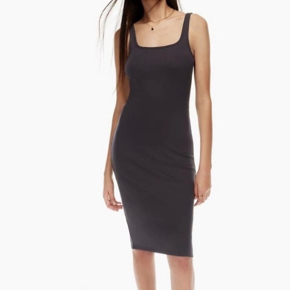 Aritzia Wilfred Black Go To Tank Dress Ribbed Black LBD size Small